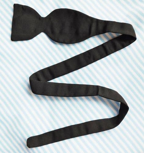 Single ended bow tie Vintage 1950s black silk pique UNUSED 29,30, 31 inches .